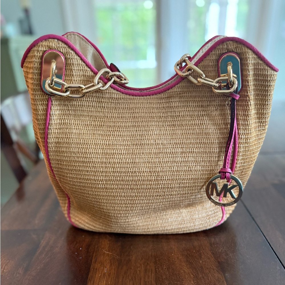Michael Kors Tan and Pink Shoulder Bag